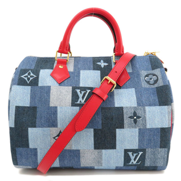 Louis Vuitton Handbags - Louis Vuitton Speedy Bandouliere 30 Denim Patchwork Shoulder Bag Blue